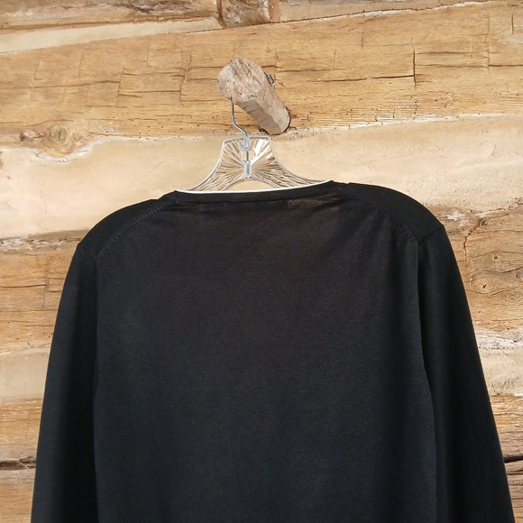 Bella Colori Black & White V Neck Silk & Cotton Cardigan Medium - Picture 6 of 9